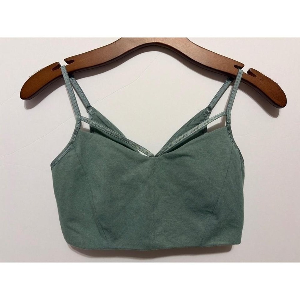 Victoria's Secret Sage Green Strappy V-Neck Sports Bra Bralette Small 404390-N8H